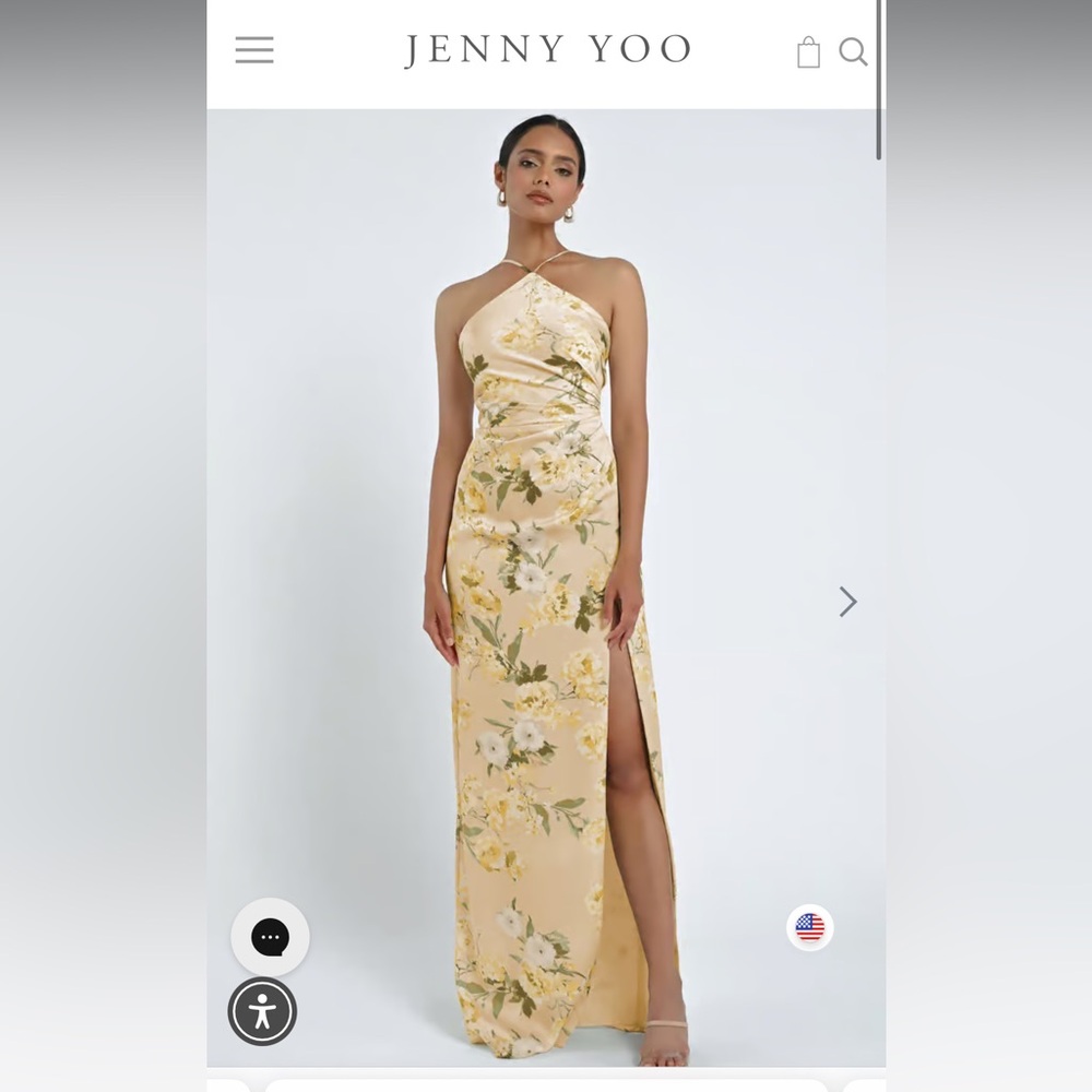 Jenny Yoo - Riley Dress - Verona Floral Print Buttercup Yellow Maxi - Size 6